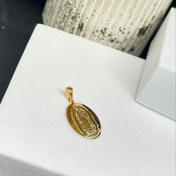 Dije placa virgen guadalupe ovalada lisa 2.5cm - imagen 1
