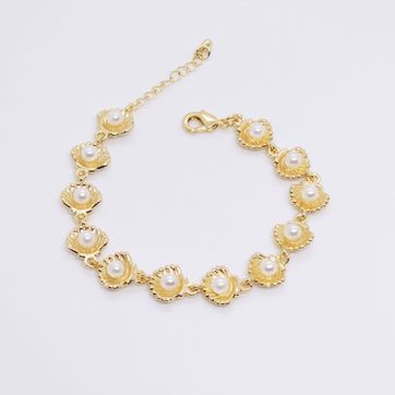 Imagen del producto PULSERA CONCHAS PERLAS RODINADA