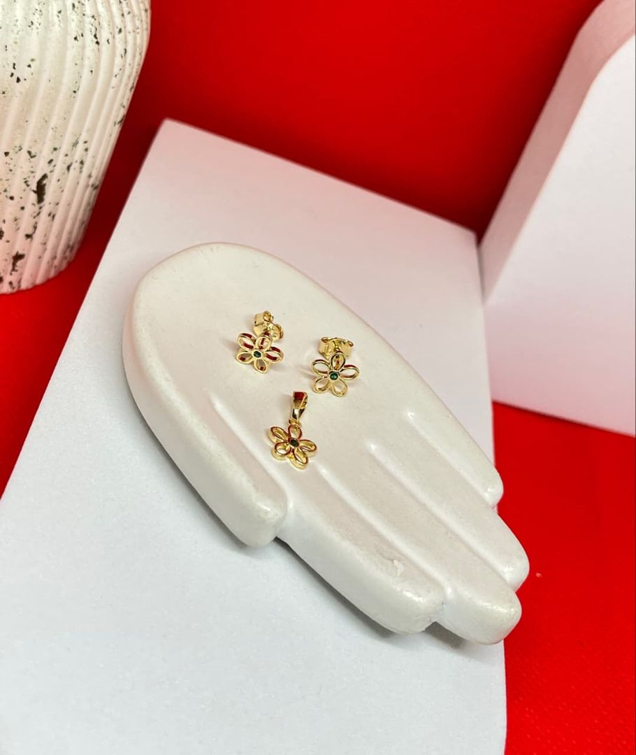 Conjunto flower silueta cristal verde