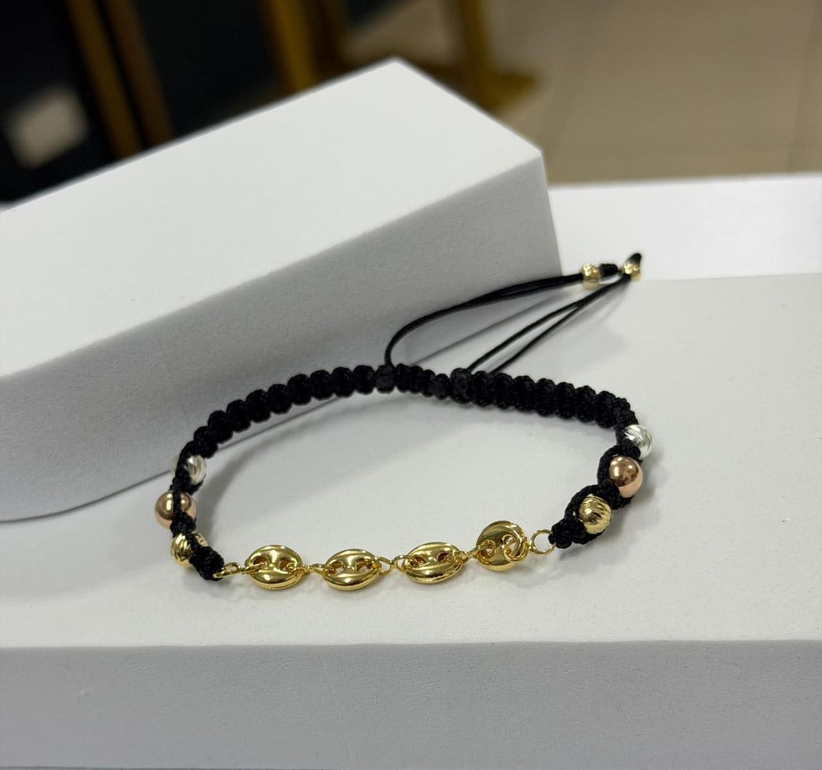 Pulsera tramo gucci en balin 3 oros 5mm y 6mm