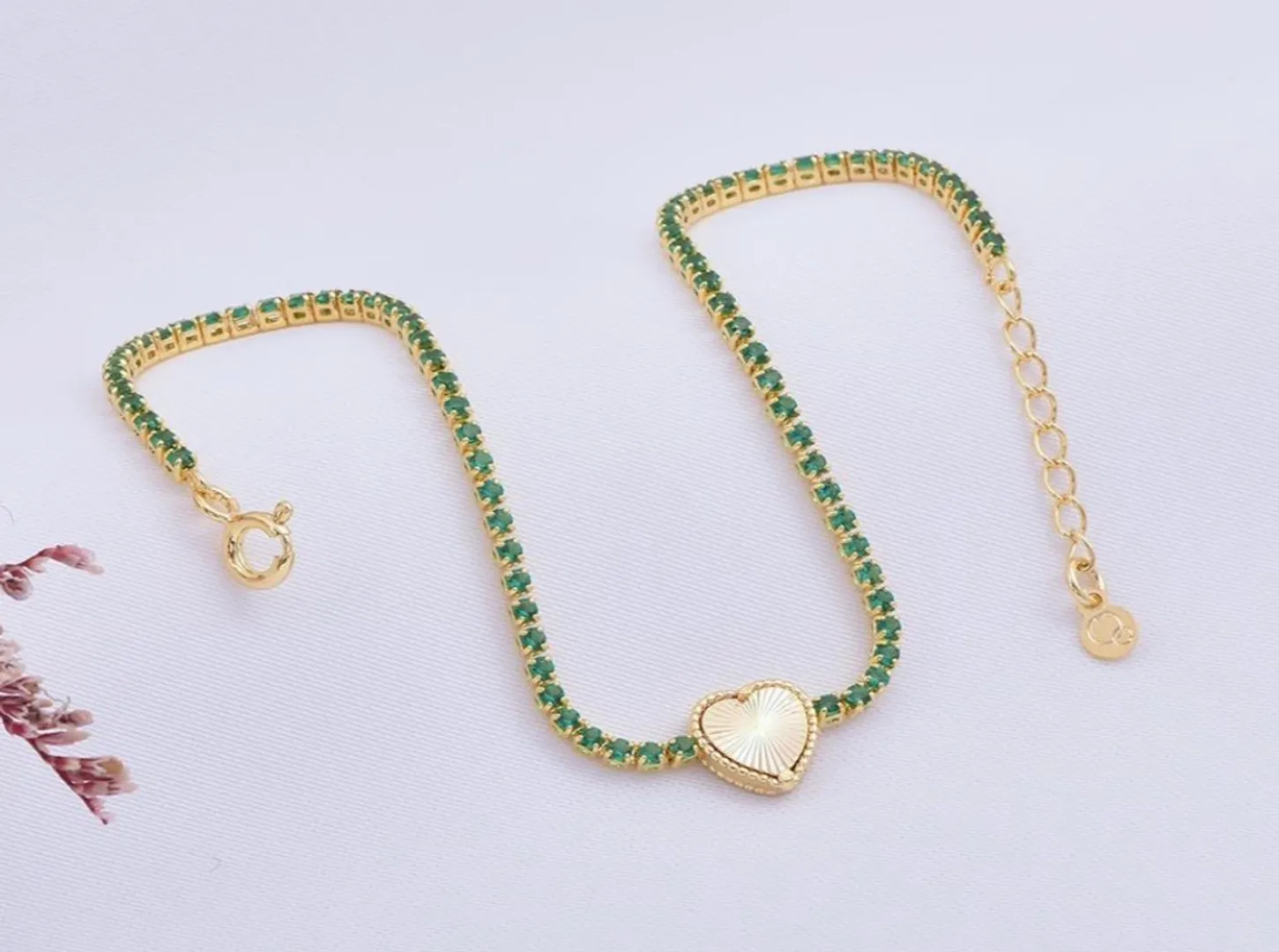 Pulsera corazón esmeralda 