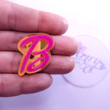 Acrílico 3.5x2.5cm B Dorado y fucsia - imagen 1