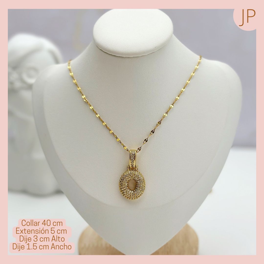 Lindo Collar Inicial O Acero Microcirconado