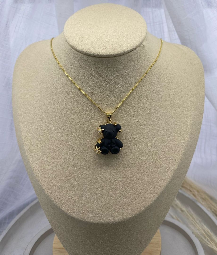 Dije oso, negro, dorado, covergold 