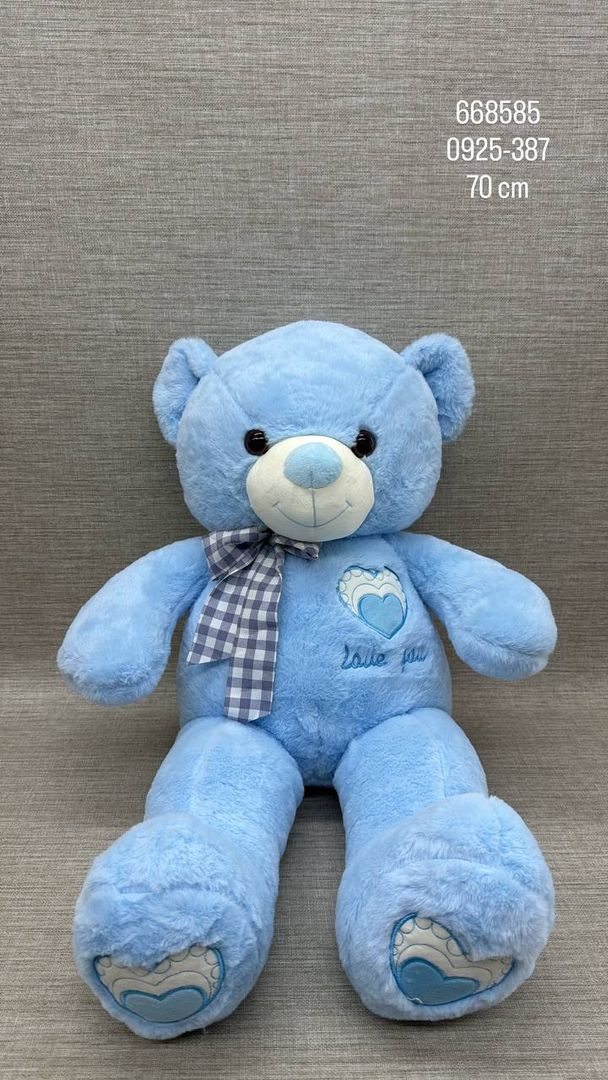 OSO PATAS LARGAS AZUL "LOVE YOU" 70 CM