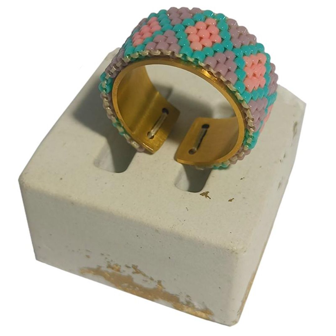 Anillo Tejido en Miyuki Patrón Diamante