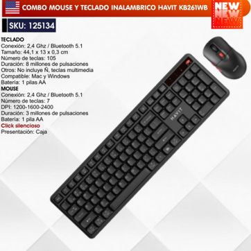 Imagen del producto COMBO MOUSE Y TECLADO INALÁMBRICO HAVIT 