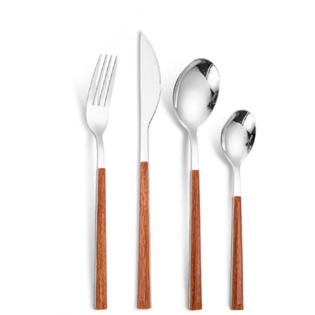  JUEGO DE CUBIERTOS 16PZ SILVER/BAMBU 