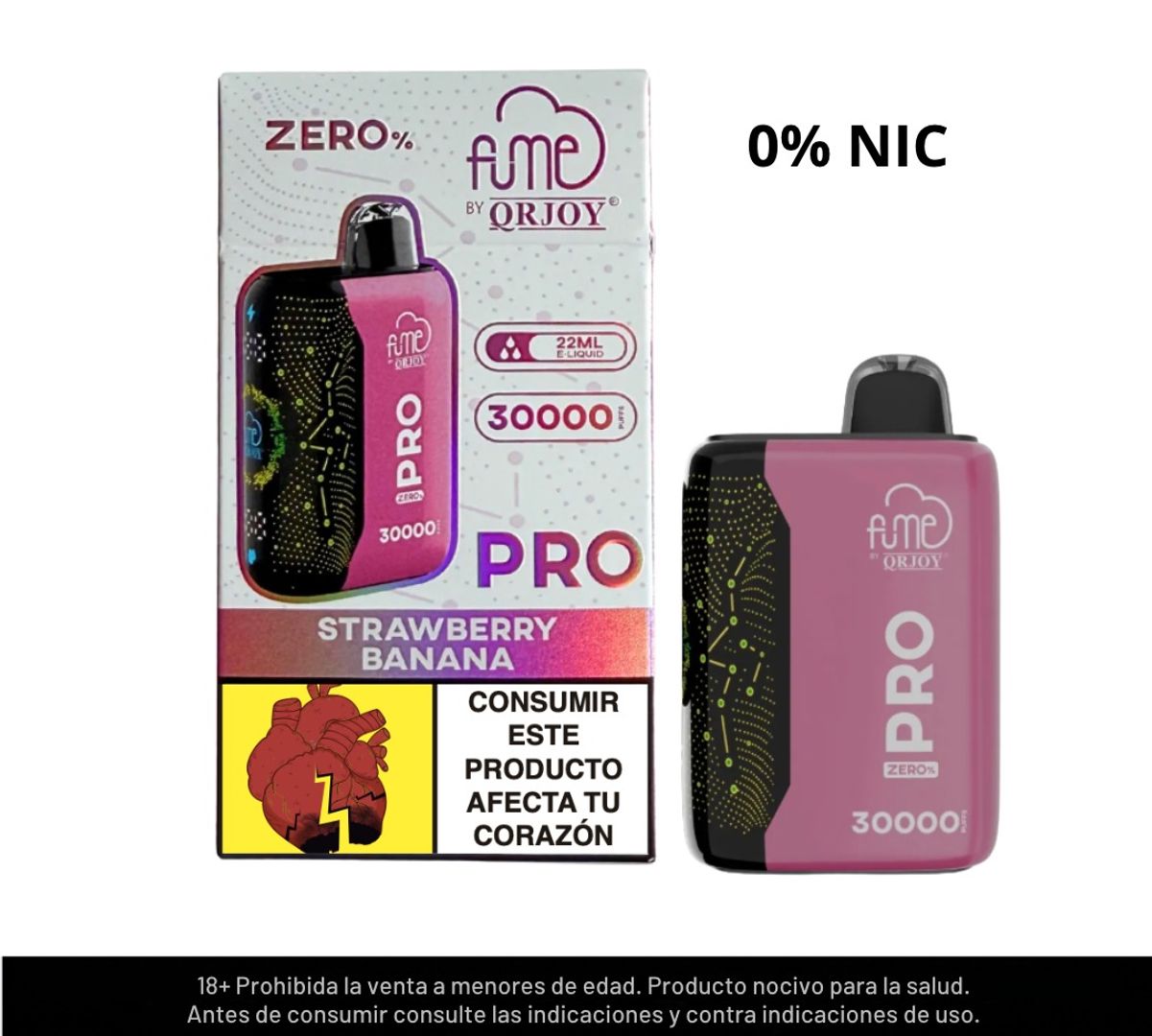 Fume Pro Zero Strawberry Banana 30.000 Puffs Sin Nicotina