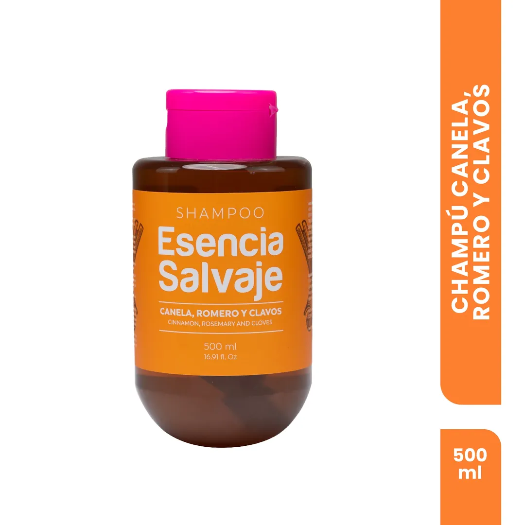 SHAMPOO CANELA, ROMERO Y CLAVOS ESENCIA SALVAJE 500ML FRUTO SALVAJE