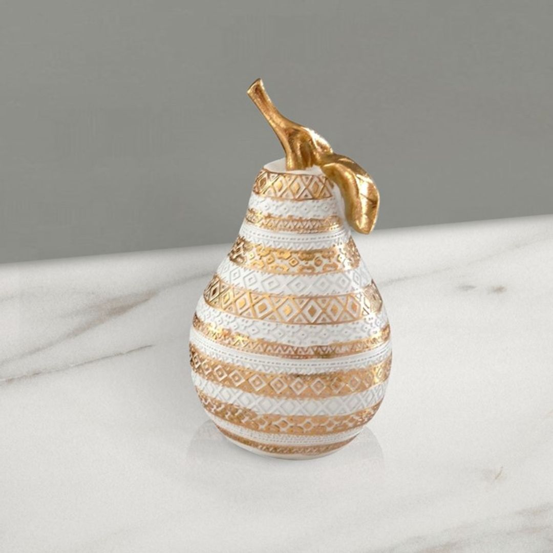 Adorno Pera Blanco con dorado