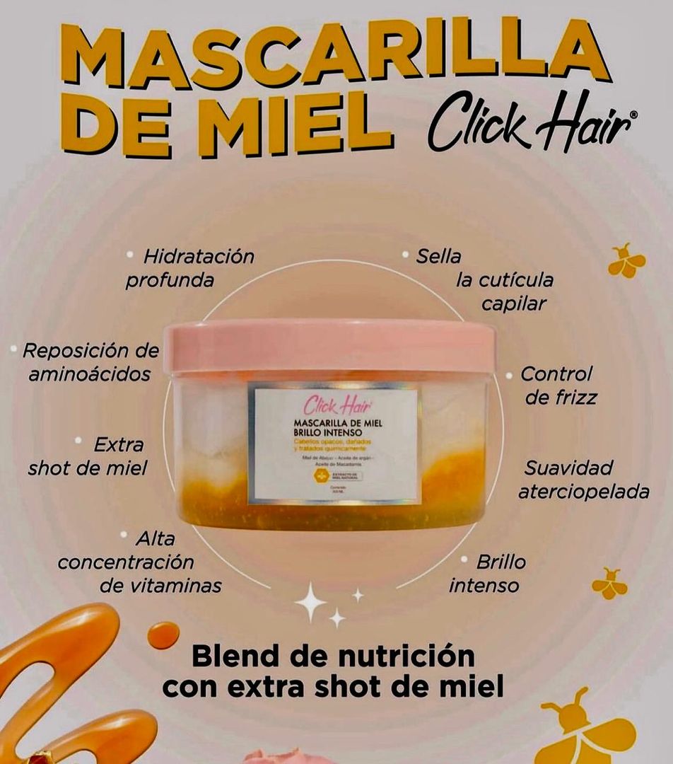 CLICK HAIR MASCARILLA DE MIEL BRILLO INTENSO