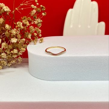 Anillo ola curvo cristal circonias - imagen 1