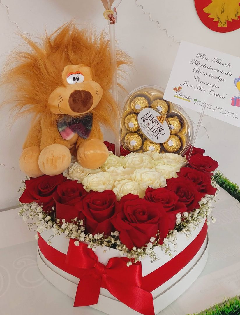 corazon, peluche, chocolates