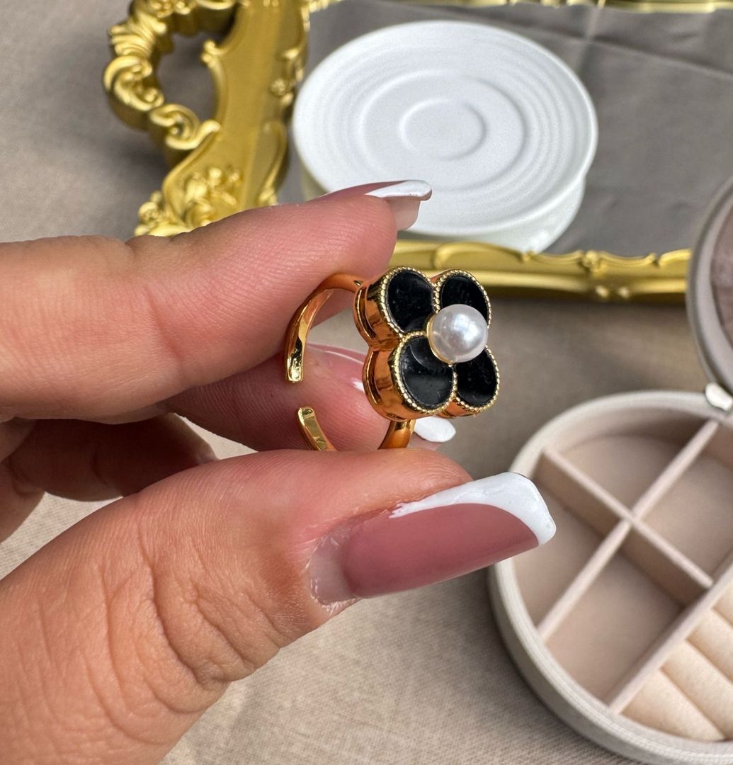 Anillo giratorio trébol rodio 