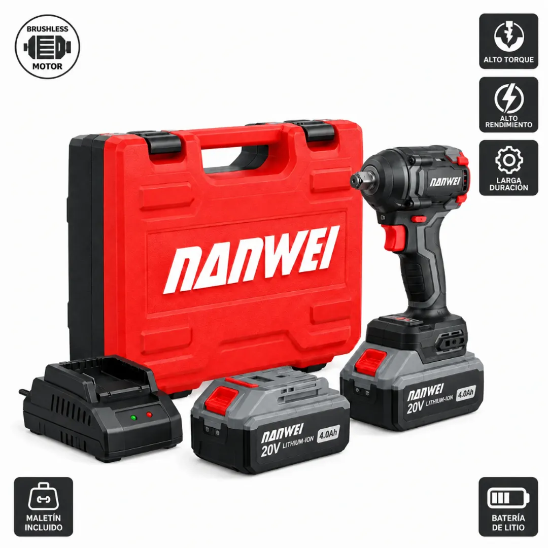 TALADRO DE IMPACTO NANWEI INALAMBRICO DOBLE BATERIA 20V