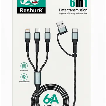 CABLE MULTIPLE CARGA RAPIDA 6 EN 1 RESHURK - imagen 1