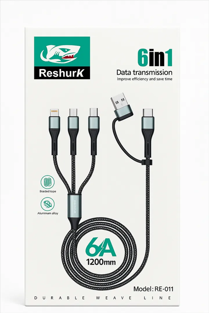 CABLE MULTIPLE CARGA RAPIDA 6 EN 1 RESHURK