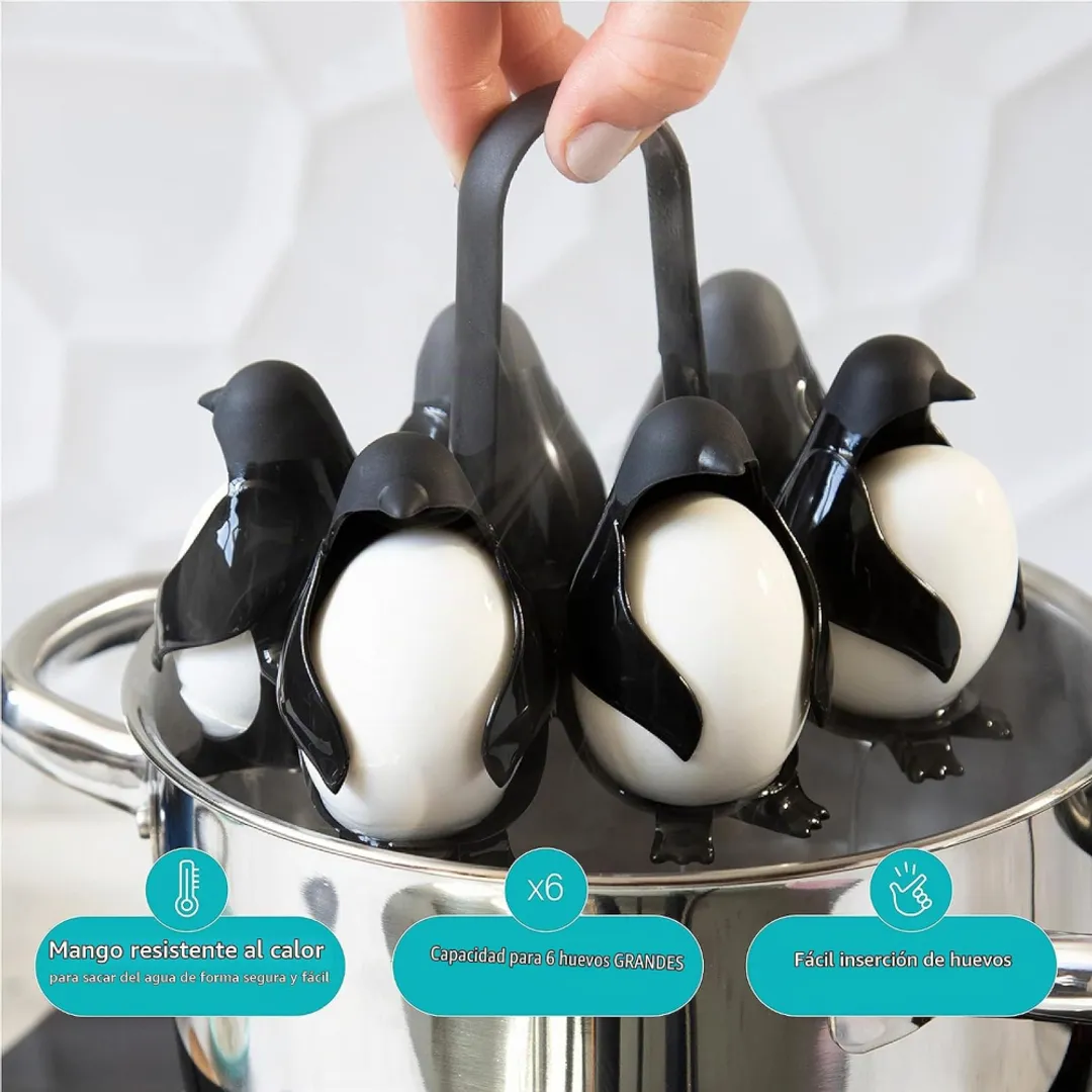 MOLDE PINGUINOS SOPORTE PARA HUEVOS COCIDOS X6