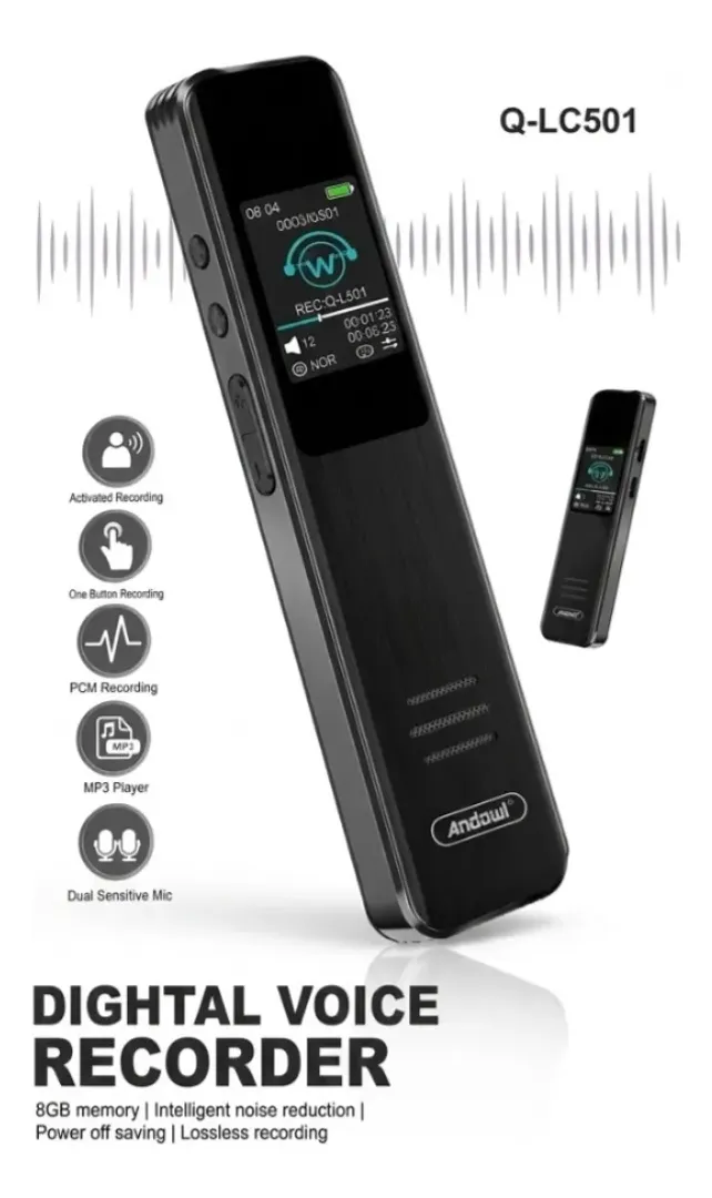 GRABADORA DE VOZ DIGITAL PORTATIL 8G ANDOWL