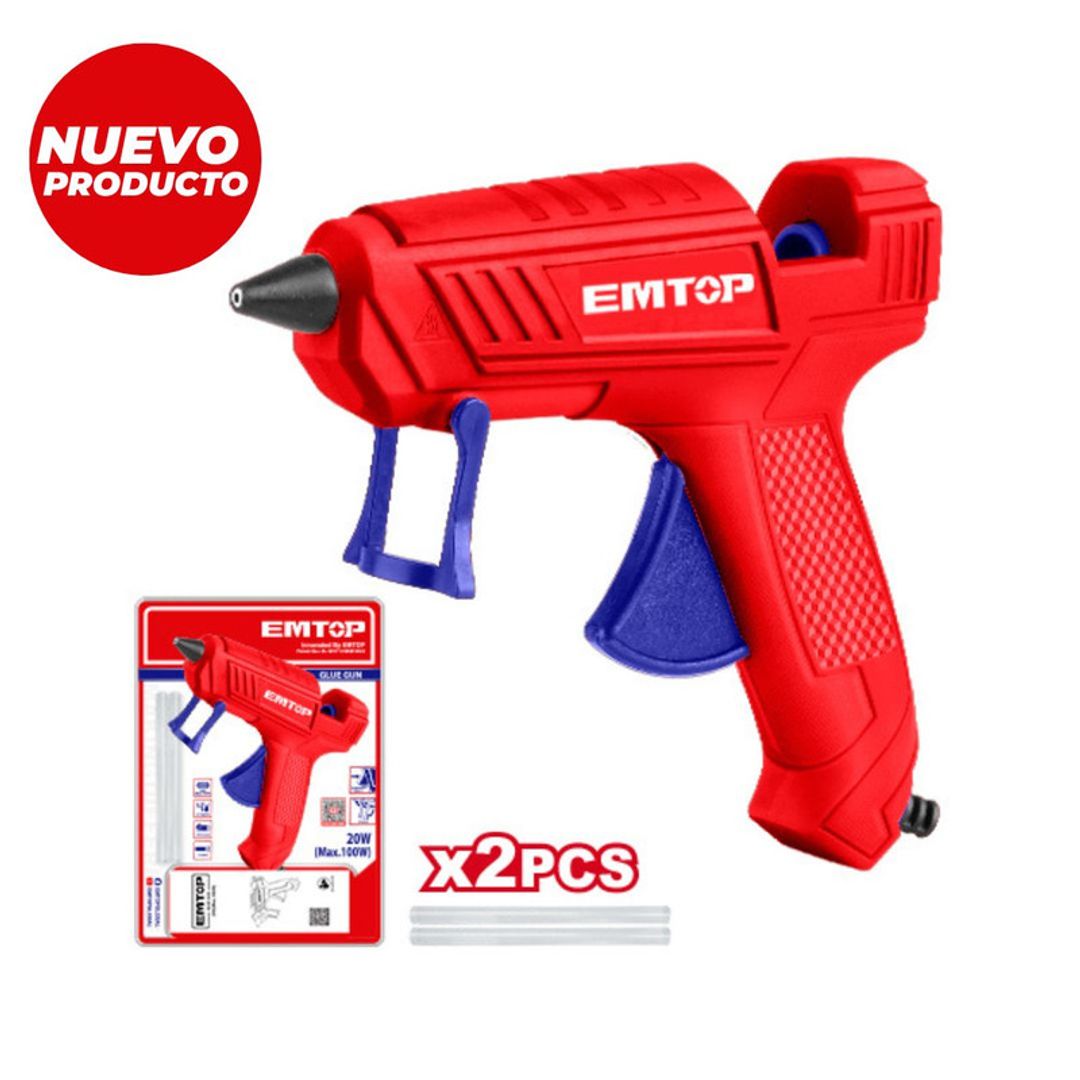 EMTOP PISTOLA SILICONA 100W/120V BARRA GRUESA 15-22GRS/MIN + 2BARRAS