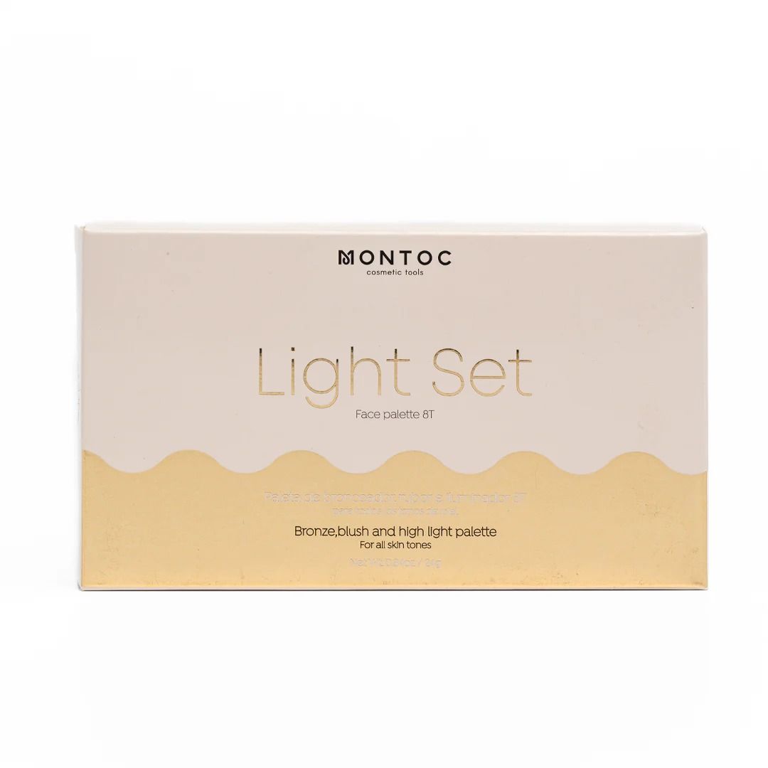PALETA LIGHT SET BRONCEADOR, RUBOR Y ILUMINADOR X8 MONTOC