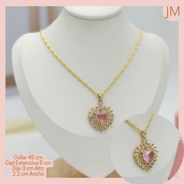 Imagen del producto Collar Corazón Rosa Rodio