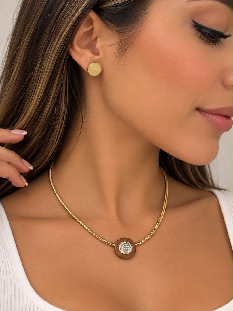 Set de collar + aretes en acero inoxidable 