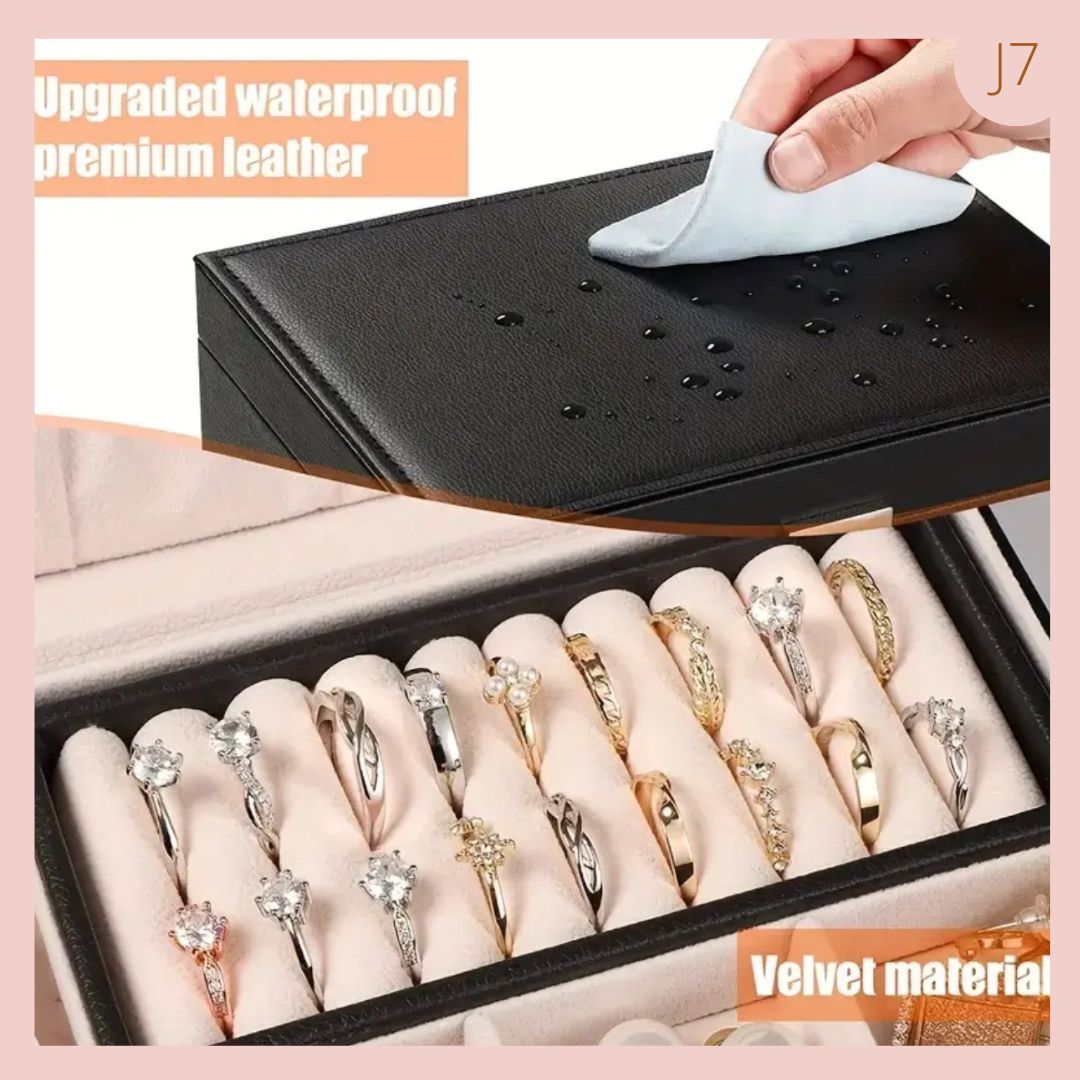 Lindo Joyero Cuero PU Negro con compartimiento y LLave 