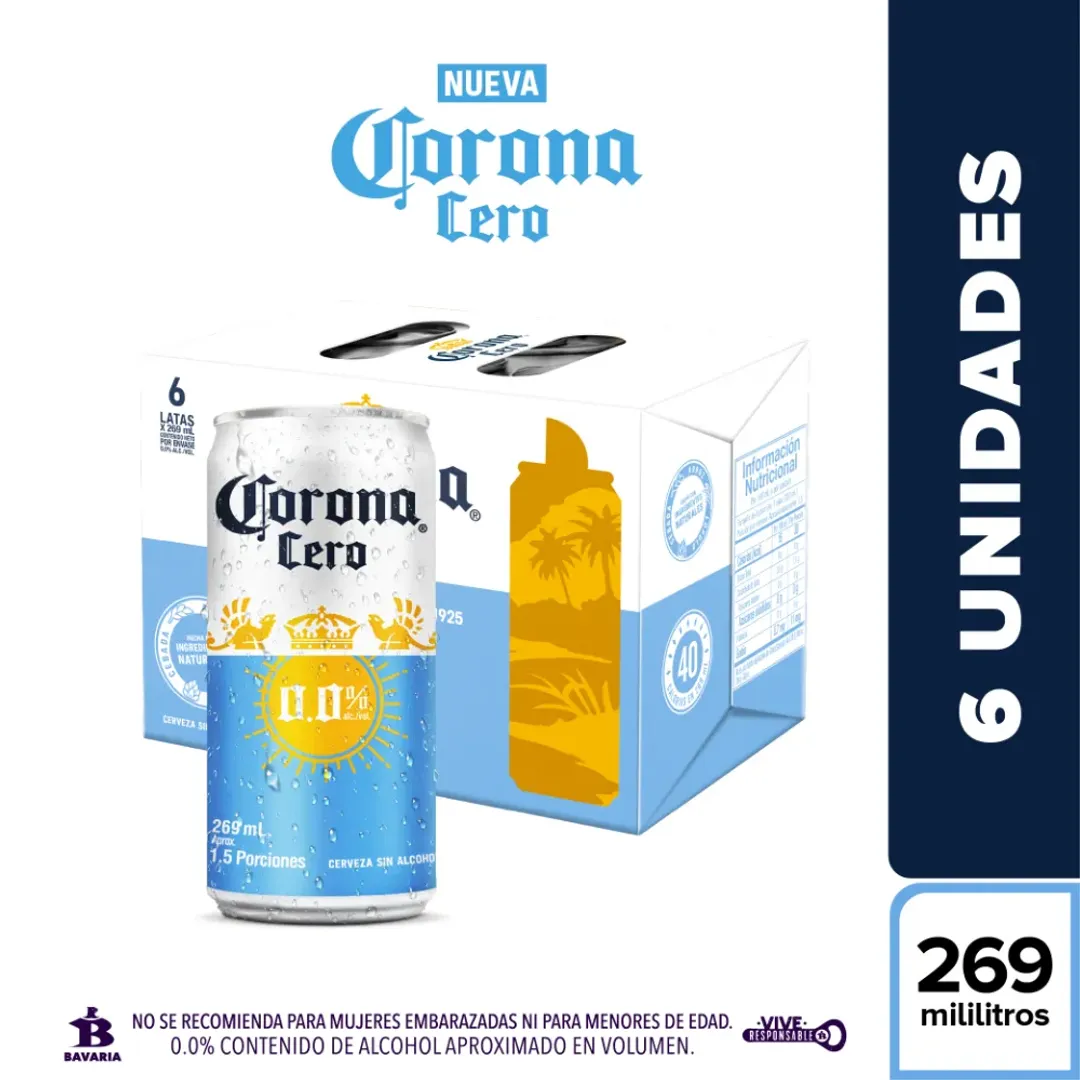 CERVEZA CORONA CERO LATA*6*269ML