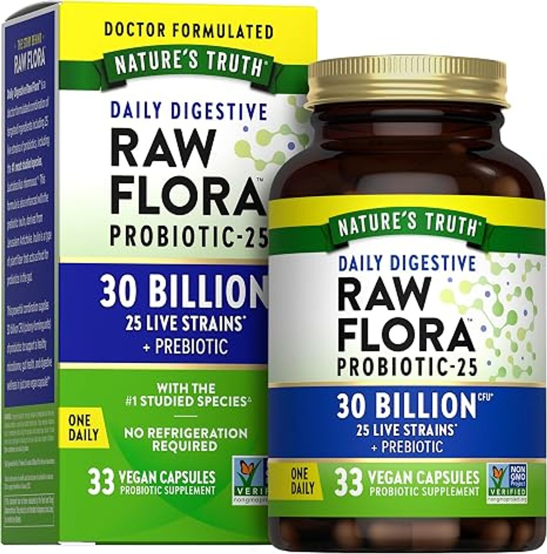 Probióticos de flora cruda con prebióticos 30 mil millones UFC 33 cáp