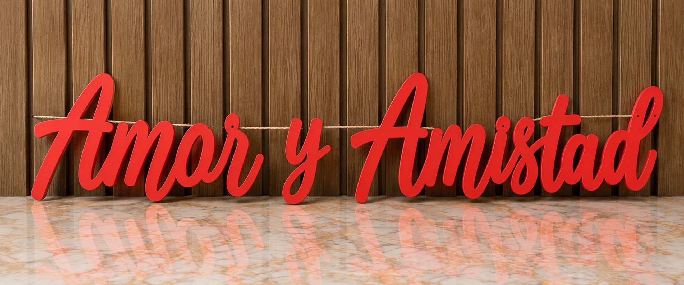 LETRERO AMOR Y AMISTAD CURSIVO CARTON