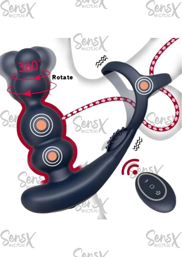 Vibrador Control Remoto Vibrador de próstata 360 ° Rotar Juguete Vibrador Anillo Enchufes Masturbador Anal Butt Sexo Plug Usable