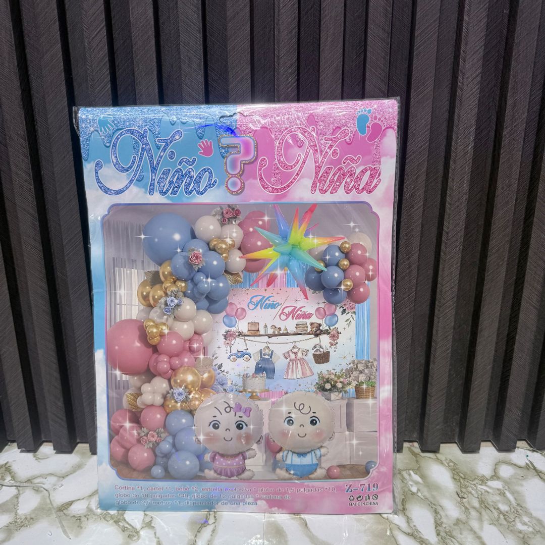 ARCO DE GLOBOS REVELACIÓN DE GÉNERO INCLUYE FONDO