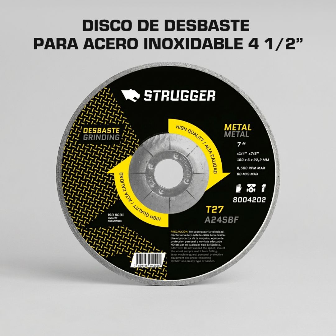 DISCO DE DESBASTE PARA ACERO INOXIDABLE 4 1/2