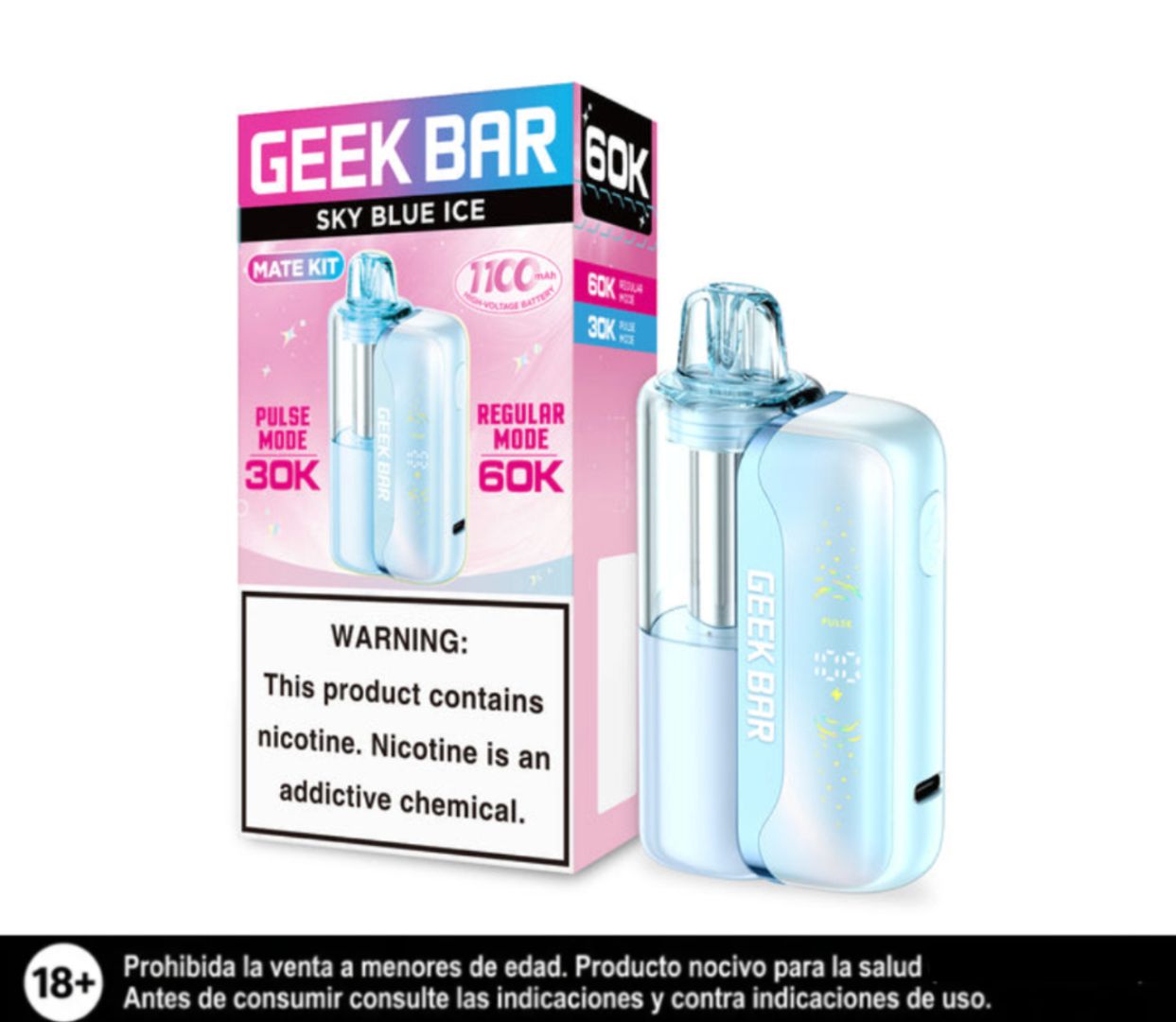 Geek Bar Kit Sky Blue Ice 60.000 Puffs Bateria Y Pod