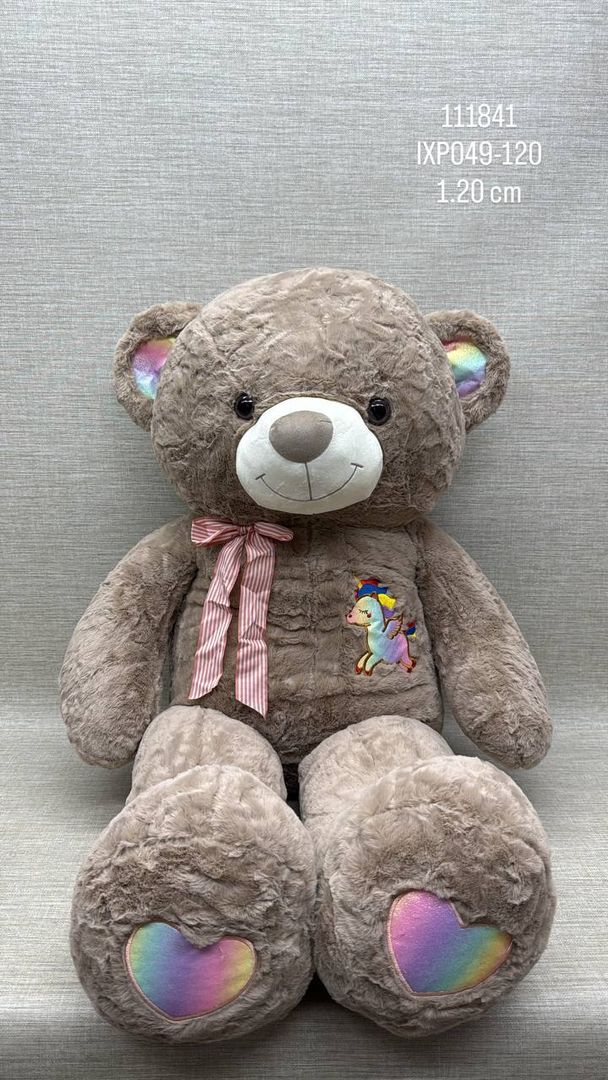 OSO BEIGE PATAS LARGAS BORDADO UNICORNIO  1.20 CM