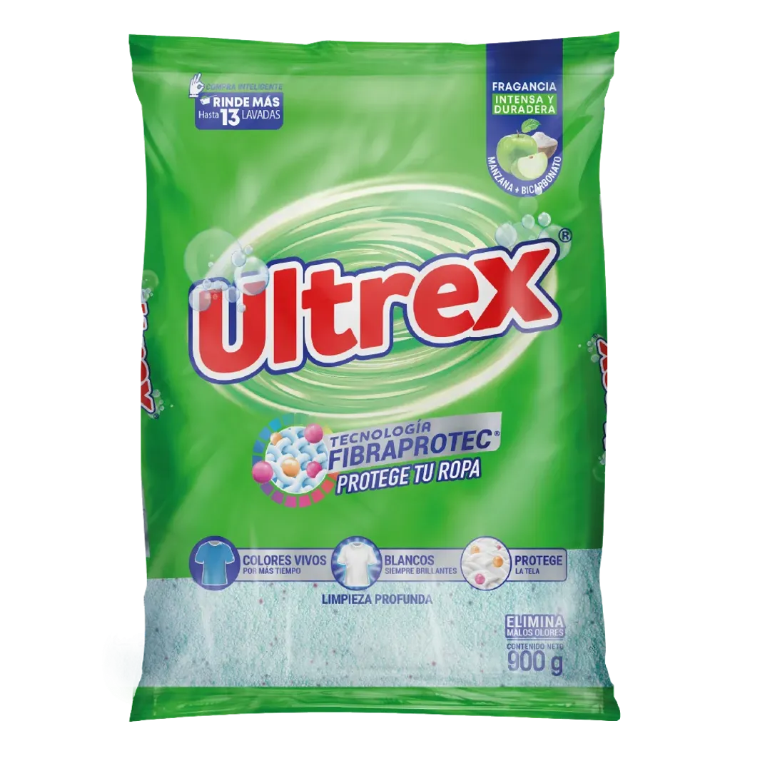 DETERGENTE EN POLVO ULTREX MANZANA X 900 GR