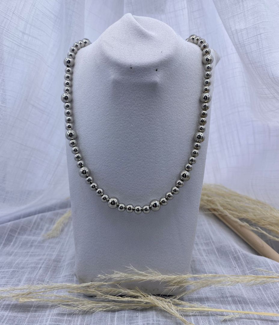 Cadena perlas, plateada, covergold 