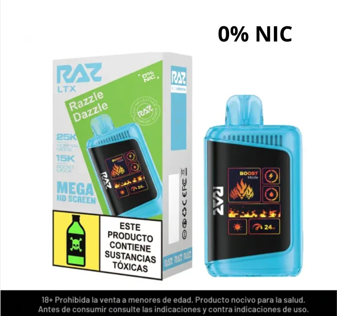 Raz Razzle Dazzle Sin Nicotina 25.000 Puffs