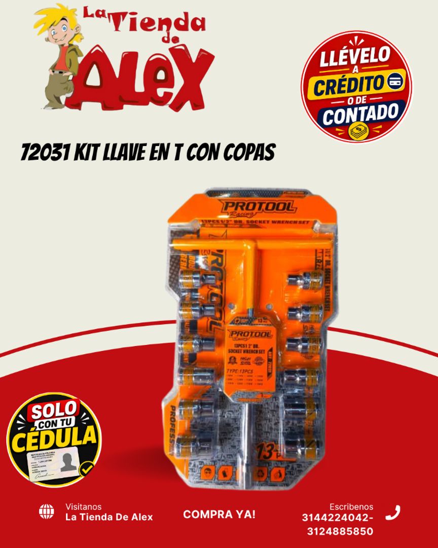 72031 KIT LLAVE EN T CON COPAS