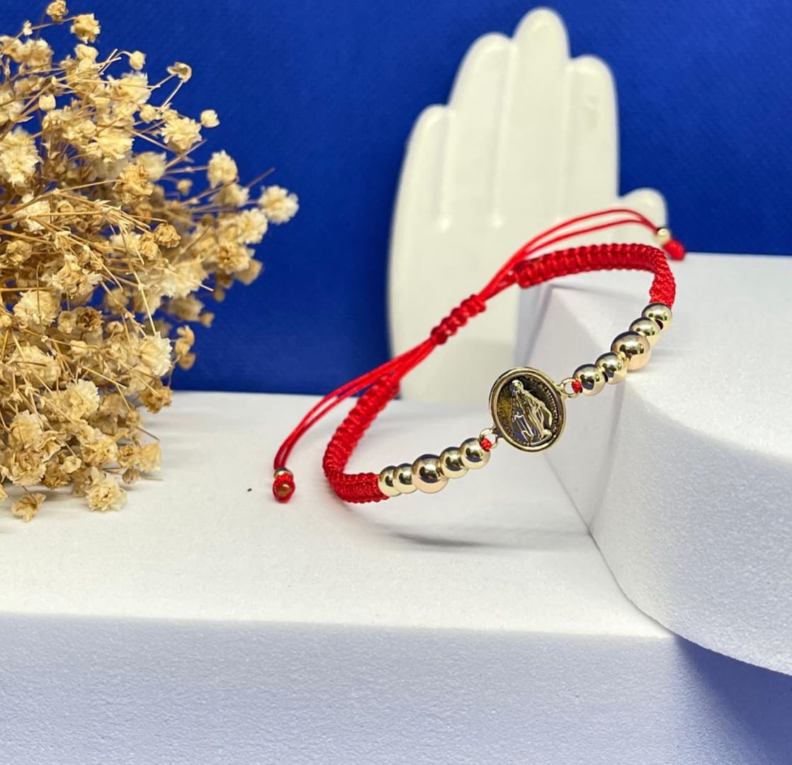Pulsera virgen milagrosa balin 5mm y 4mm liso