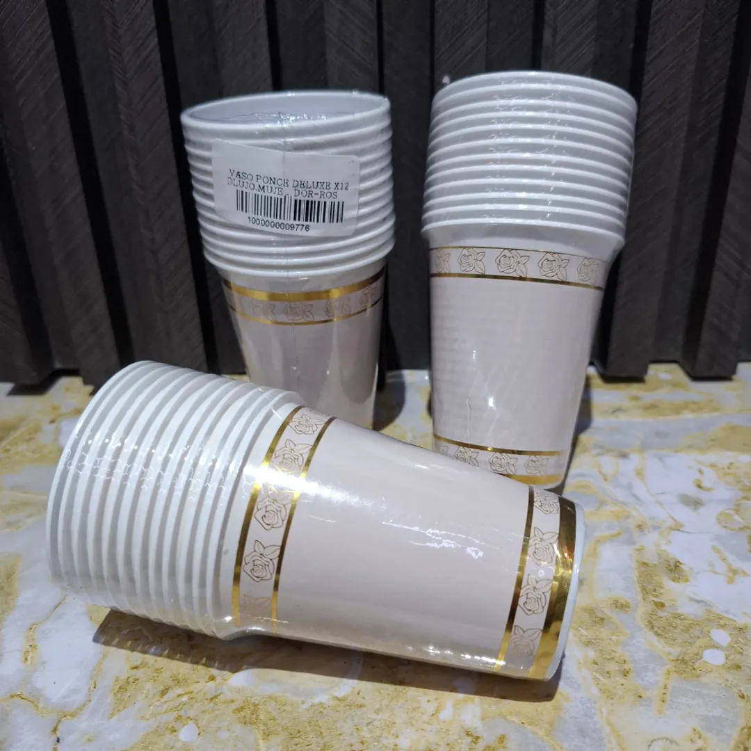 VASO X12 UND ESTAMPADO ROSA/DORADO