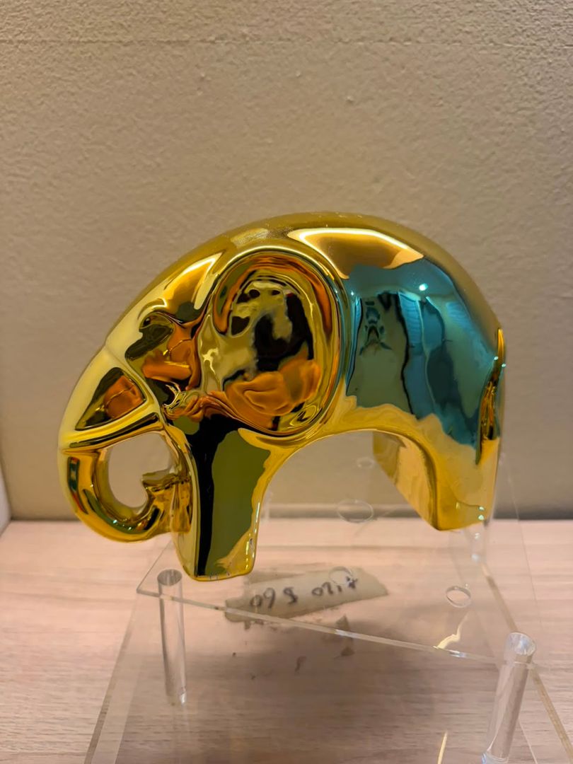 ELEFANTRE DE POLIRECINA CROMADO DORADO