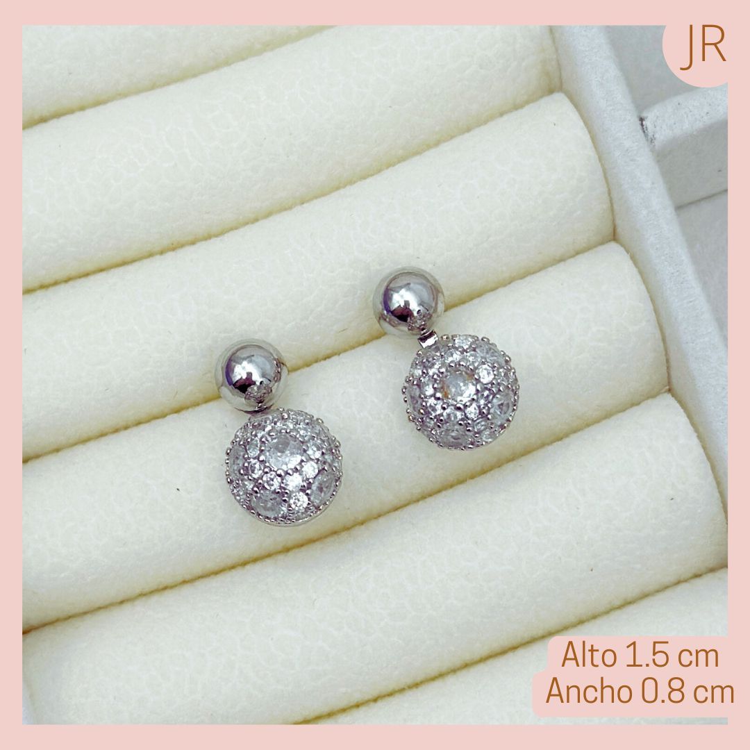 Topo Rodio Plateado Balin Diamantado 