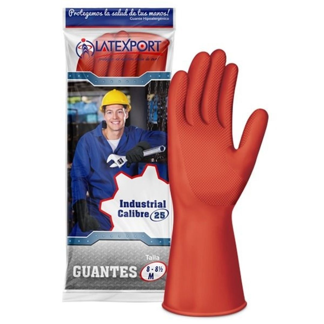     X. GUANTE INDUSTRIAL LATEXPORT CAL 25 TALLA 10 ROJO 
