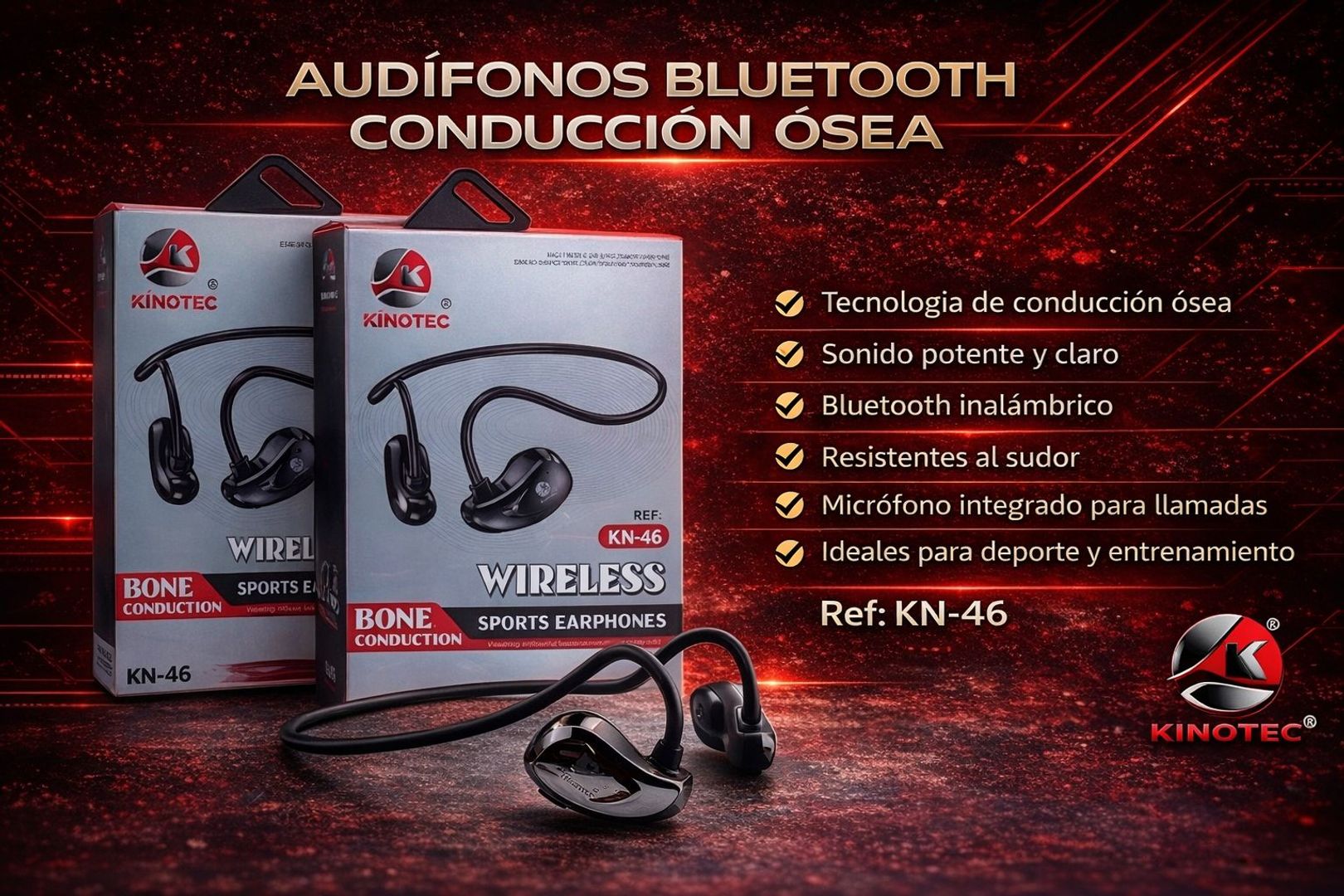 Diadema Deportiva Bluetooth Kinotec KN-46