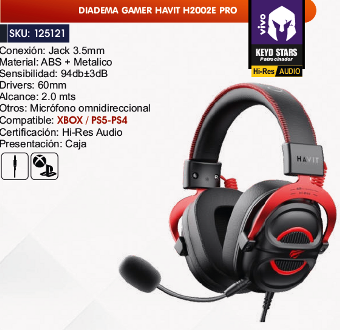 DIADEMA GAMER HAVIT H2002E PRO