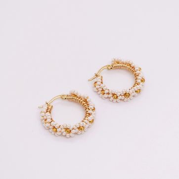 ARETE TEJIDO MOSTACILLA FLOR - imagen 1