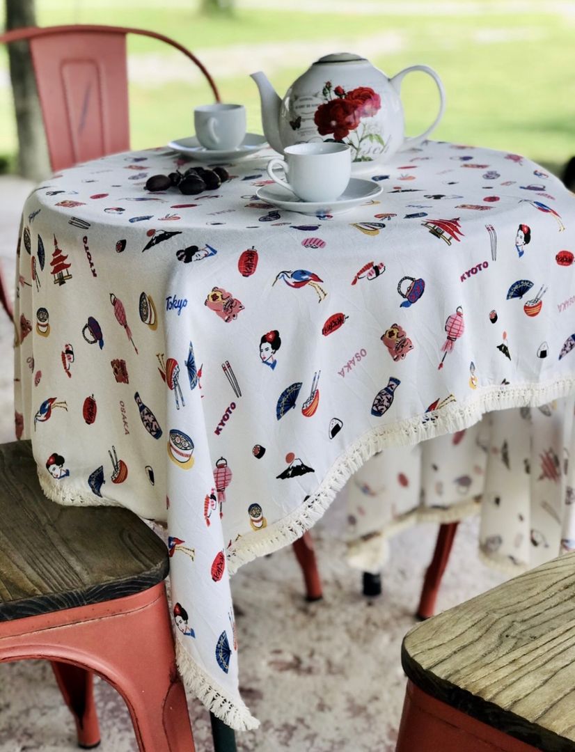 Mantel Algodón Estampado c/flecos VENDIDO 